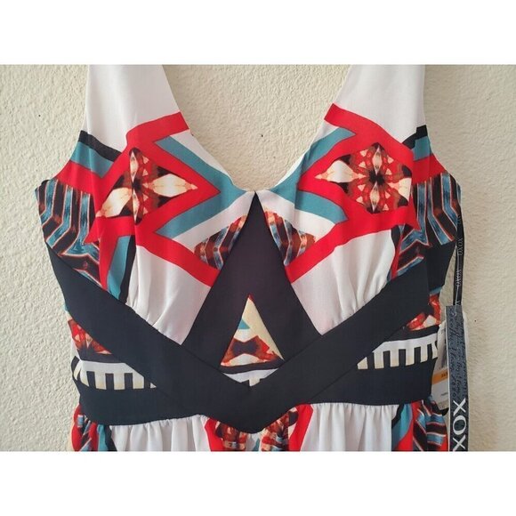 Xoxo Dress‎ Women's Juniors Size Small Tribal Print Maxi Lined Padded Bra NWT - Picture 3 of 14